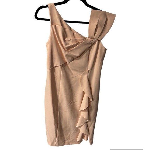 Marina Dress Womens Sz 8 Pink Asymmetrical Sheath Ruffle Romantic feminine New - Picture 1 of 13